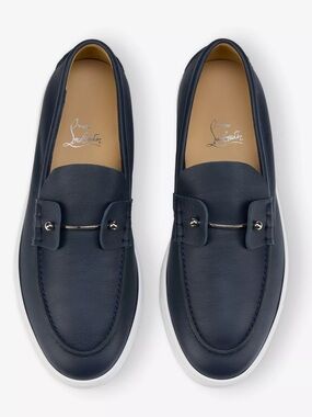 Christian Louboutin Men’s Chambeliboat Suede Boat Shoes in Marine Blue NWOB